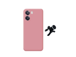 Kit Suporte Magnético Reforçado Capa Silicone Líquido Phonecare Para Oppo A6x - Rosa