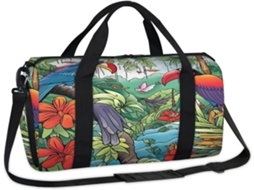 Bolsa Esportiva com Estampa de Tucano em Aquarela da Floresta Tropical 45 X 21 5 X 23 Cm Tecido de Poliéste Es