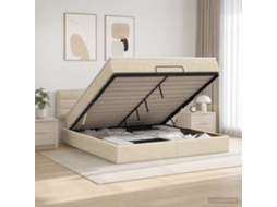Vidaxl Cama Ottoman Com Colchão Creme 140 X 200 Cm Tecido