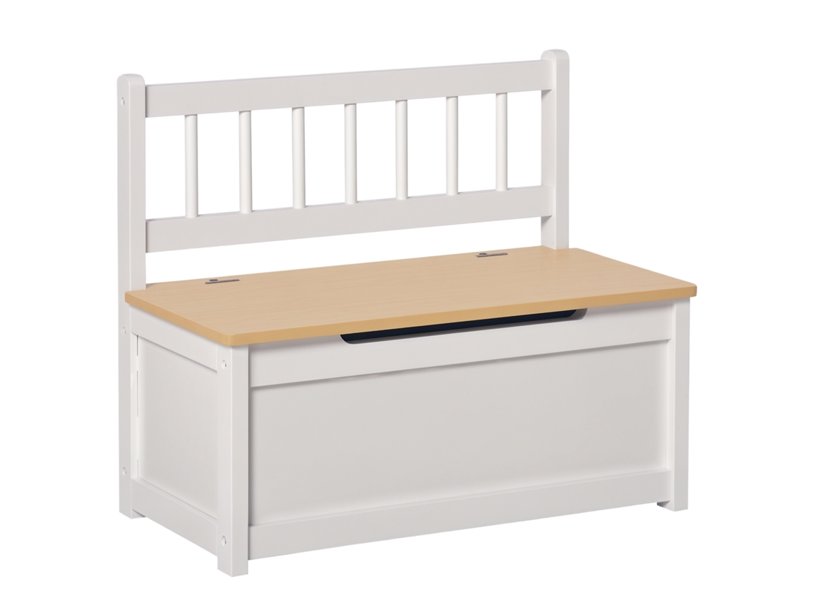Baú Infantil 2 em 1 em Madeira com Pistão BTFORUS (60x30x50cm)