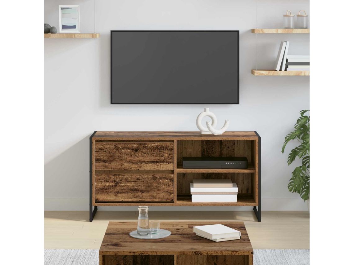 Vidaxl Gabinete para Tv com Gaveta Madeira Antiga 100 X 36 X 49,5 Cm