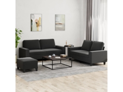 Vidaxl 3 Pcs Conjunto De Sofás Tecido Preto