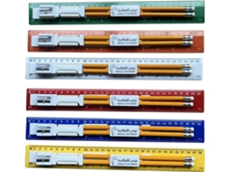 Conjunto De Régua 30 Cm: Inclui Apontador, Lápis E Borrachas Em Cores