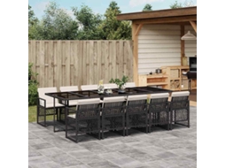 Conjunto de 11 Jantar para Jardim com Almofadões Vime Pe Preto MAISON EXCLUSIVE