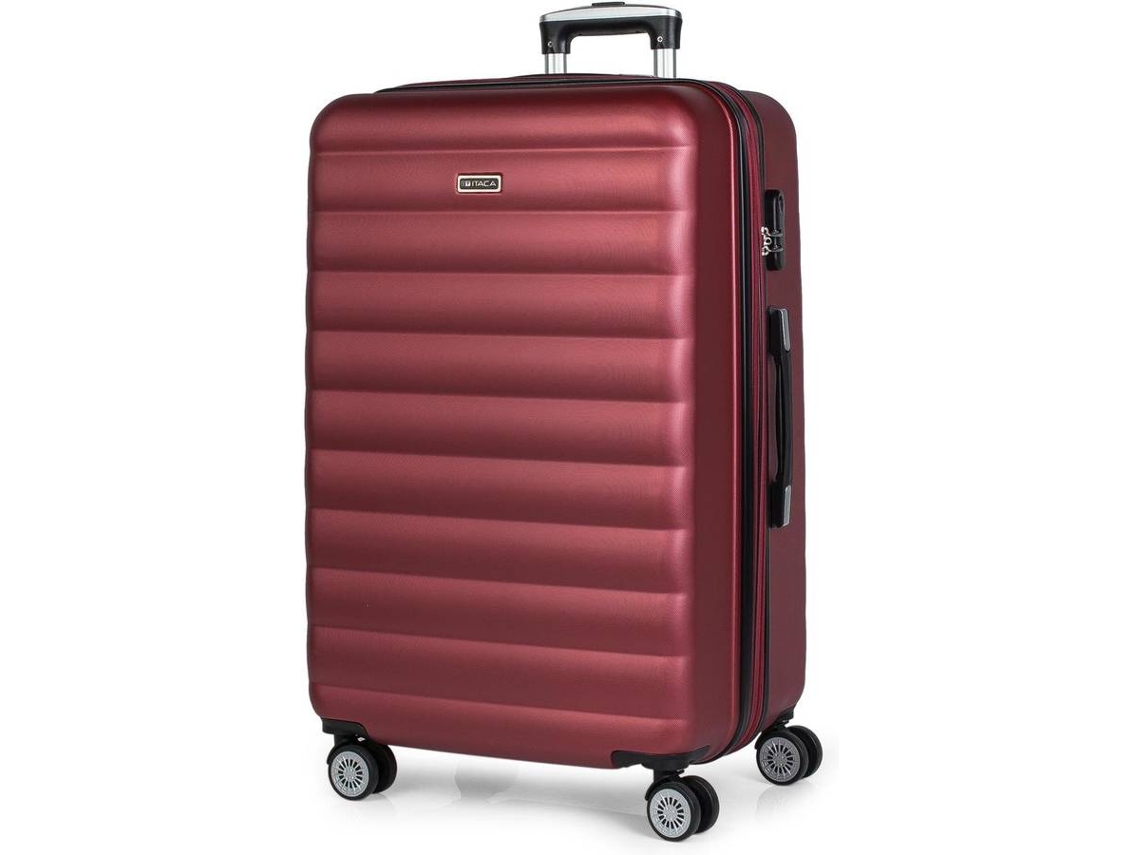 Mala de Viagem Grande ITACA Rígida com 4 Rodas Vermelho (47x75x30 cm - 100 L)