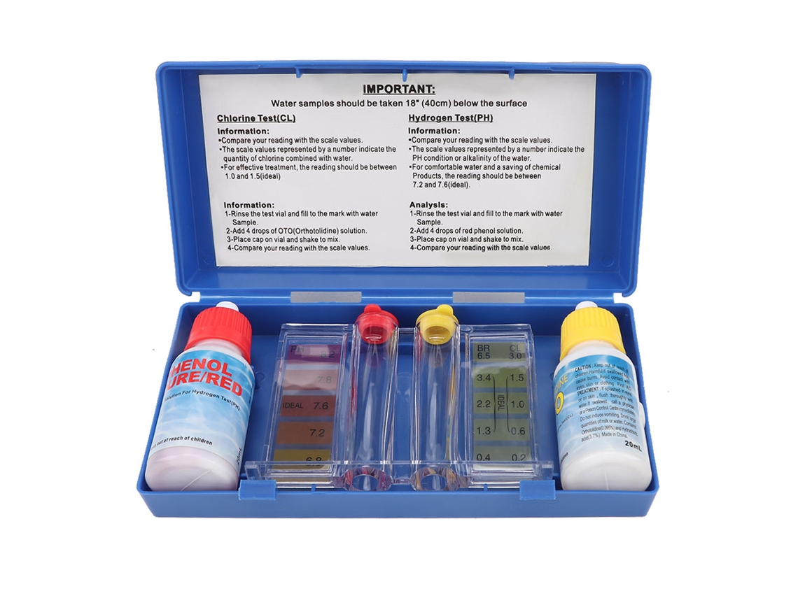 Kit De Teste De Cloro E Ph Acessórios Para Caixa De Teste De Qualidade Da Água