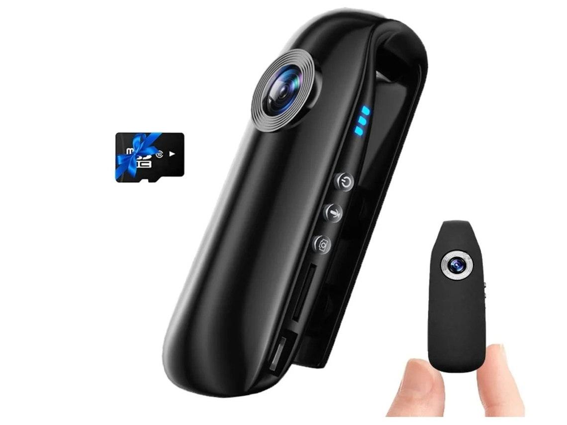 Câmera Pequena De Aplicação Da Lei 1080p Full Hd Idv007 Mini Câmera Espiã Com Cartão De Memória De 64 Gb Com Detecção De Movimento Preta Yizhood