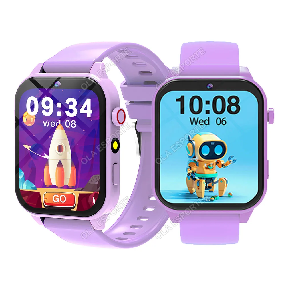 Smartwatch Infantil com Tela Sensível Ao Toque Hd, Câmera, Monitor de Sono, Despertador e Calculadora. MDUG (2 Unidades Roxas)