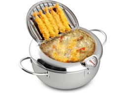 Mini Fritadeira, Fritadeira Estilo Japonês, Para Fogão, Com Cesto, Tampa, Termômetro, Colher de Óleo, 3,6 Quartos (3,2 Litros -aquaforge