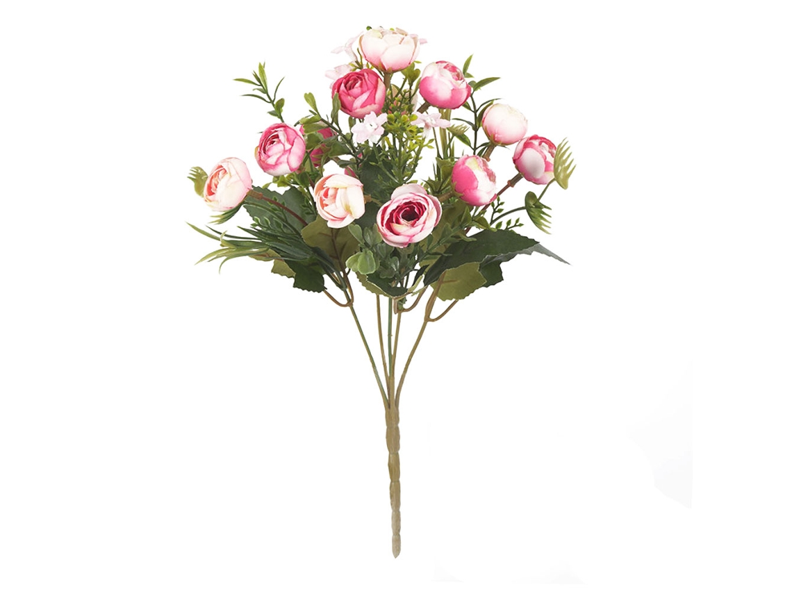 Camelia Artificial 5 Ramos 13 Flores Seda Rosa Escuro Decoração Festa Casamento