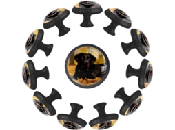 Puxadores E Botões Redondos Para Gavetas Armários, Conjunto De 12 Peças, Estampa De Cachorro Labrador Retriever Preto