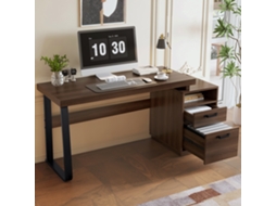 Mesa Escritório 135x54cm, Minimalista, Mdf E Aço, Gaveta Silenciosa.