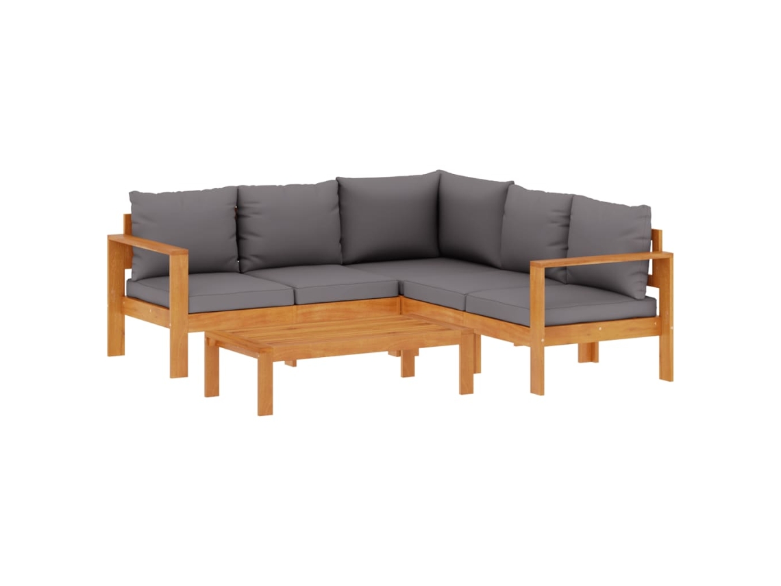 Conjunto de 4 Sofás de Jardim com Almofadões Acácia Maciça MAISON EXCLUSIVE