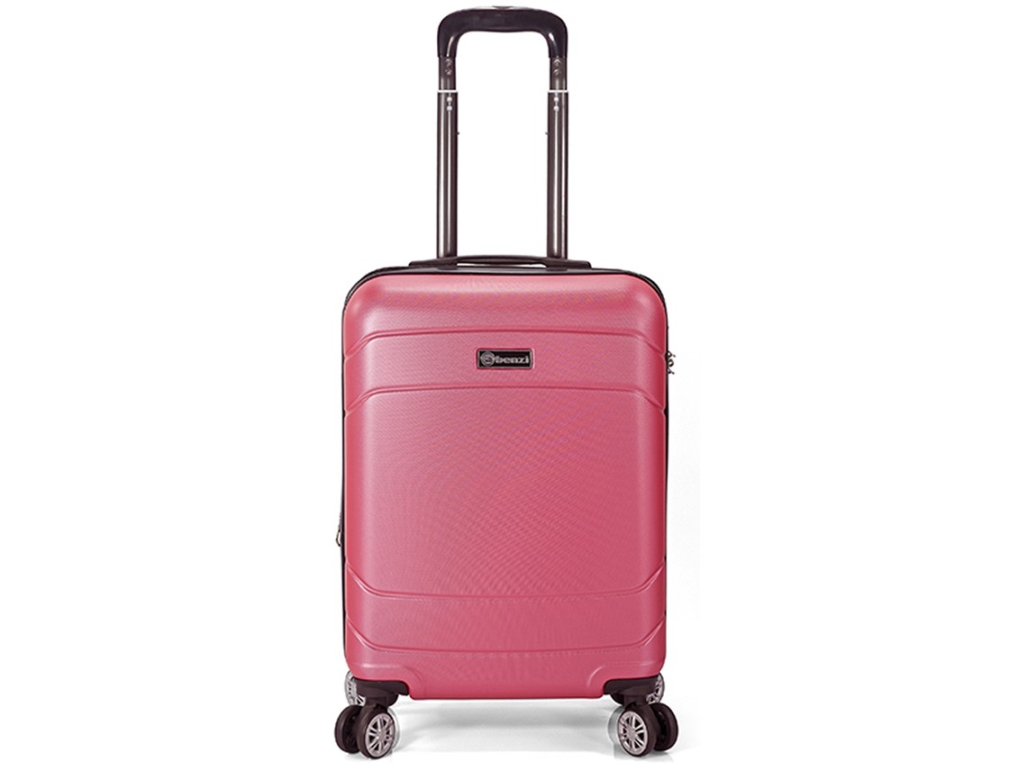 Mala de Cabine Benzi Bz5784rs-50, 50 cm, rígida extensível, ABS, leve, 40 litros, 4 rodas duplas, fabricada com combinação, rosa