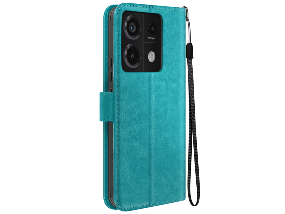 Capa com Cordão Aba Note Proteção Pulso para Xiaomi Xiaomi Redmi Note 13 Pro MAYAXESS Pele Azul