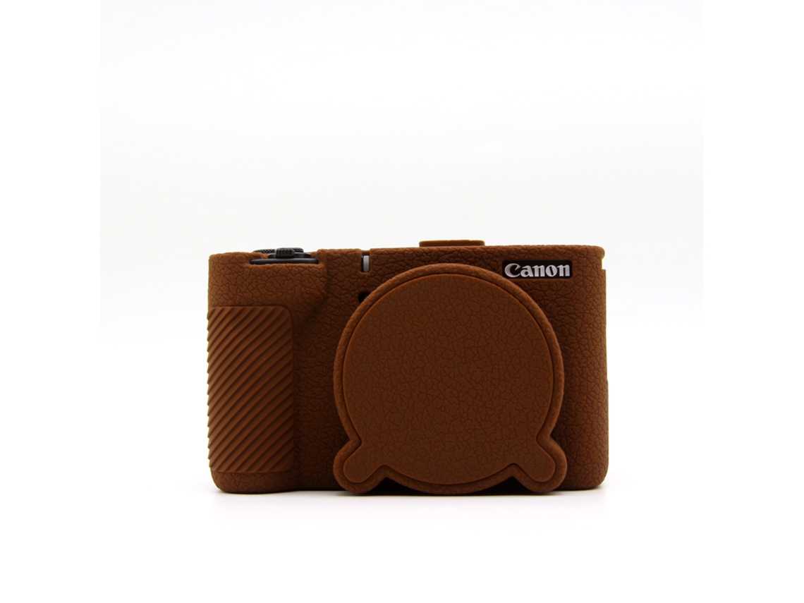 Capa Protetora Silicone HEXINYIGJLY para Canon Powershot V1antirriscos, Acesso Tripé, Tampa de Lente Marrom