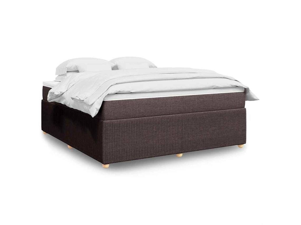 Vidaxl Cama Com Molas/colchão 180x200 Cm Tecido Castanho-escuro