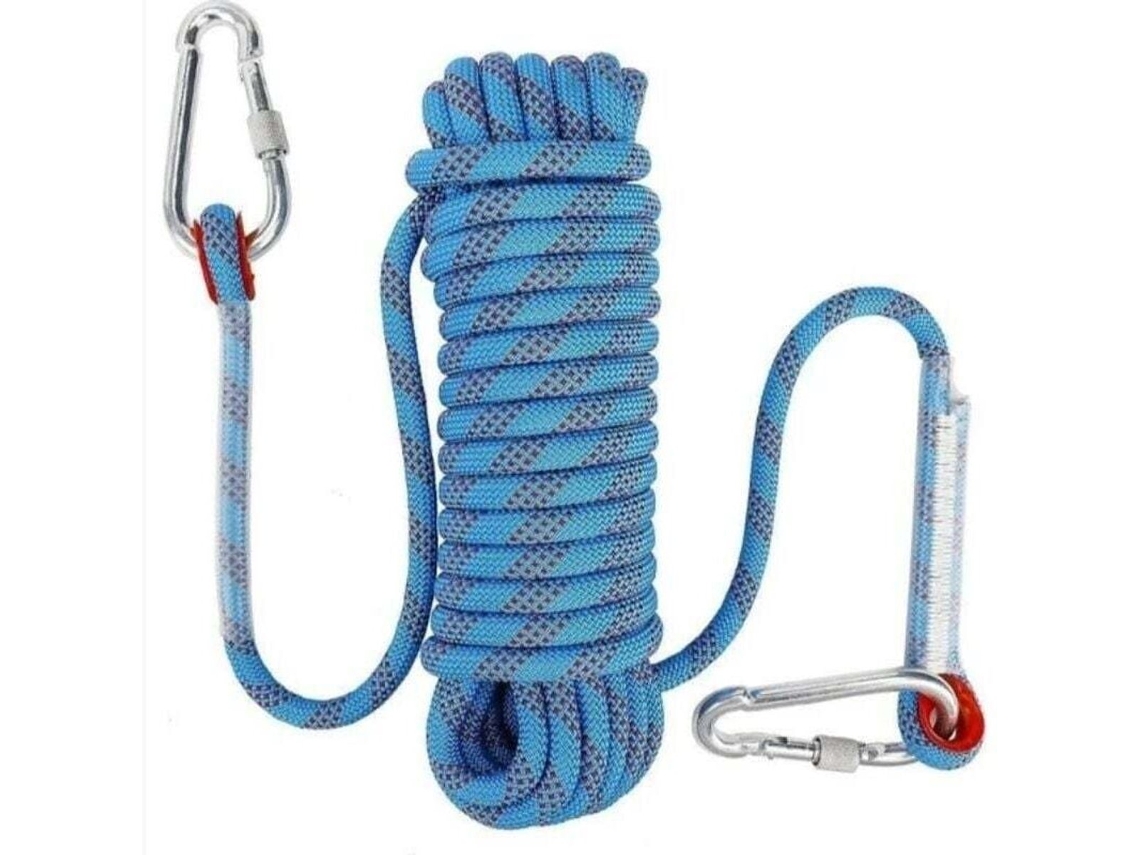 Corda de Escalada AQUAFORGE com Mosquetão Segurança, 10 Mm, Poliéster, Linha de Vida