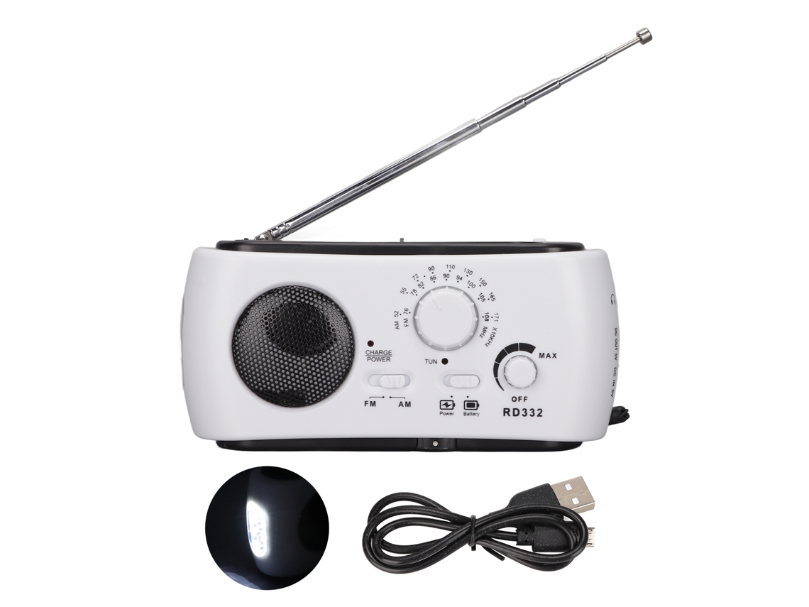 Rádio de Manivela Solar Am Fm com Luz Led para Camping | S/MARCA