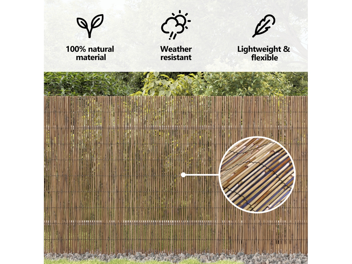 Painel De Cerca De Bambu Para Uso Externo Vidaxl Castanho Fibra De Bambu (140 X 500 Cm)