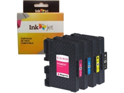 Pack 4 Tinteiros Compatíveis Ricoh Tinta Pigmentada GC41 405765/405761 405766/405762 405767/405763 405768/405764