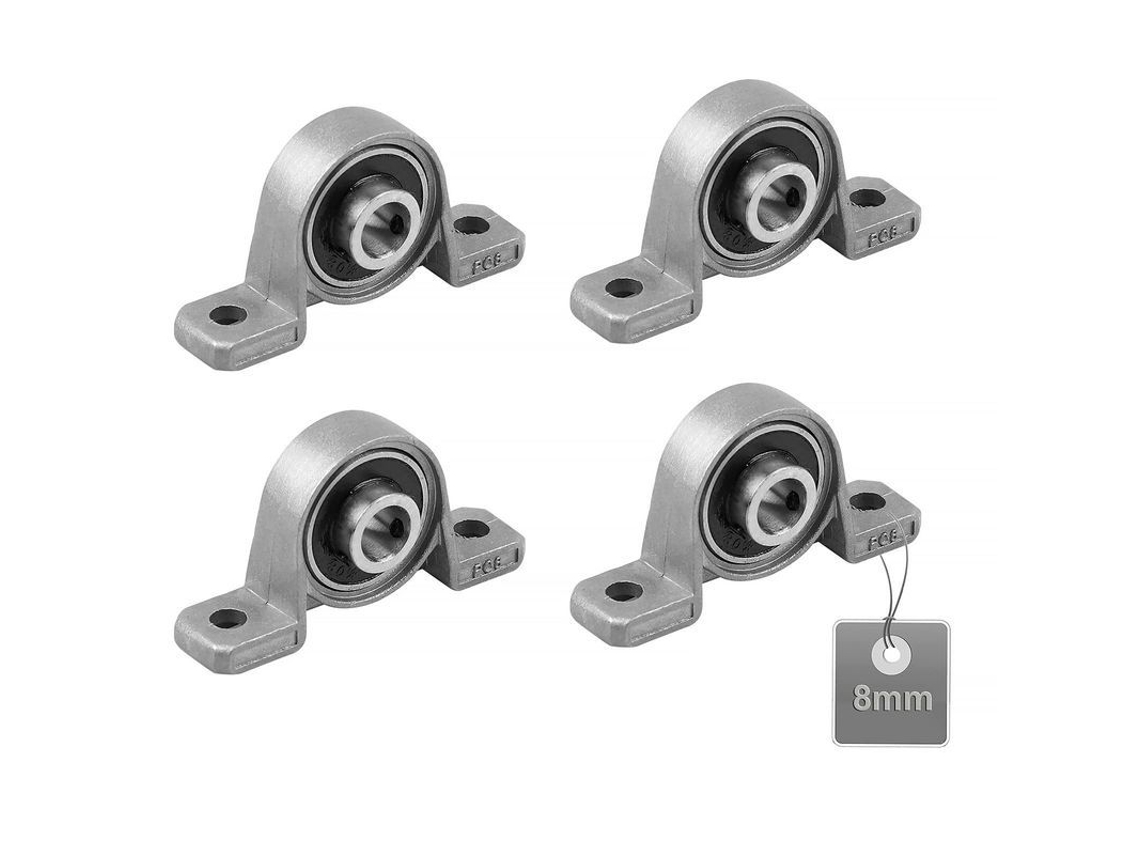 2026 2025 Novos 4 Rolamentos de Bloco de Travesseiro, Bore 8mm, Liga de Zinco, Ajustável, Versátil