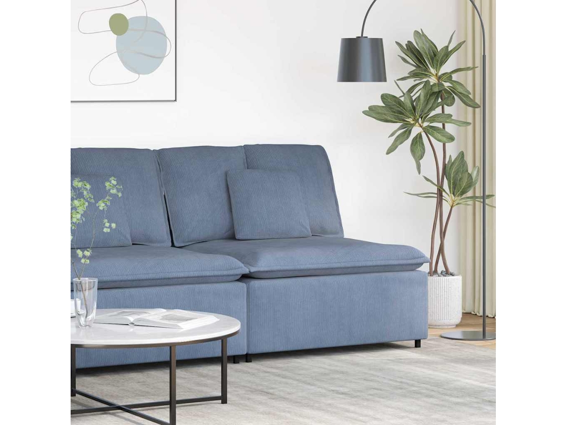 Vidaxl Módulo Central Para Sofá Modular Com Almofadas Azuis, 100 Cm