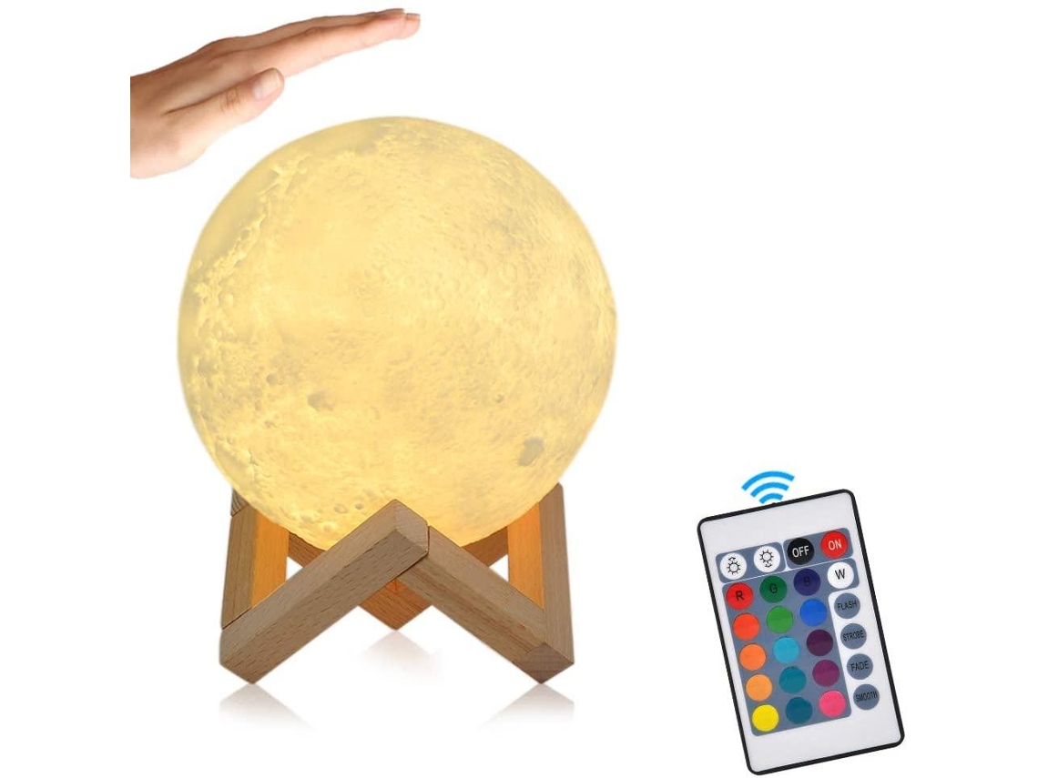 Luminária de Lua 3d em Led, Luz Noturna, Luminária de Lua, 15 Cm BRILVIBERA
