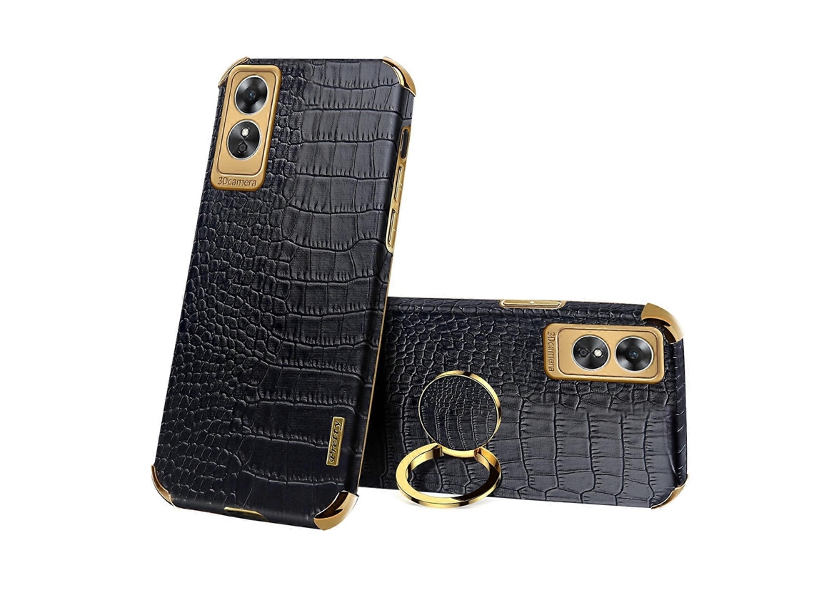 Capa De Celular Com Textura De Crocodilo Galvanizada 6d Para Oppo A17 Com Suporte