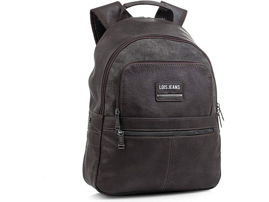 Mochilas LOIS Casual Couro PU (38 x 30 x 12 cm - Castanho)