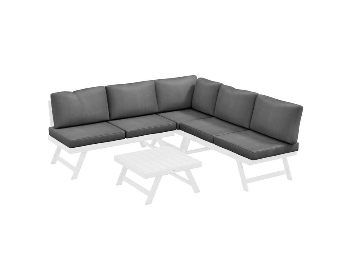 Conjunto Jardim 4 Peças Sofá Poltronas Mesa 115x61x65cm Cinza Branco