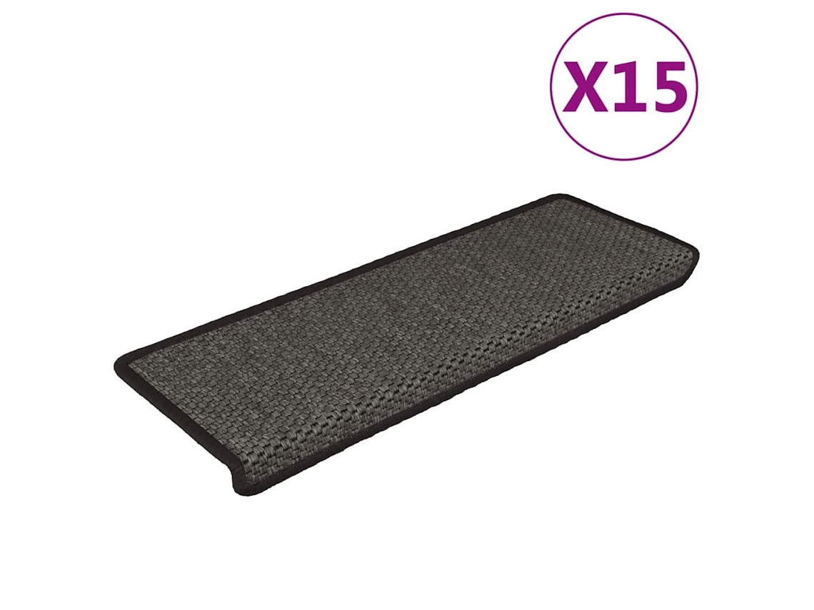 Vidaxl Tapetes Escada Adesivos Aspeto Sisal 15pcs 65x21x4 Cm Antracite