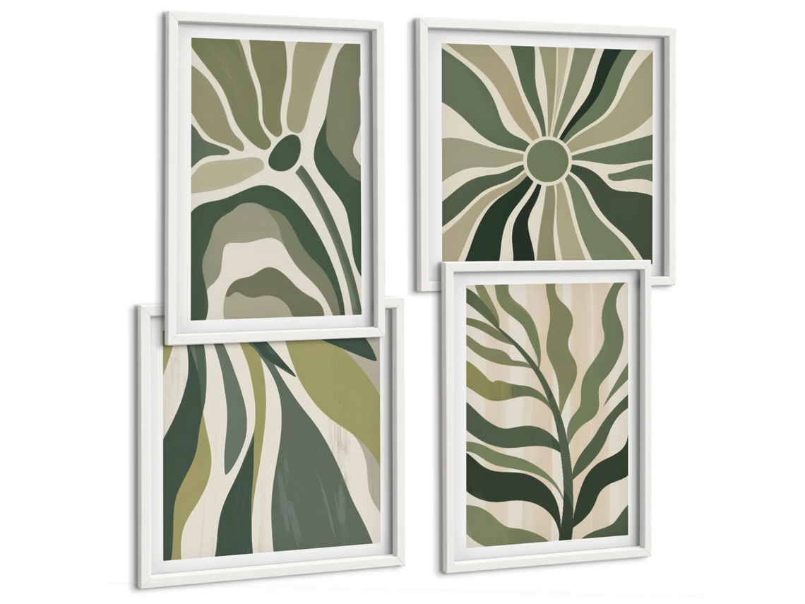 Quadros Decorativos Para Parede Paisagens De Montanhas E Mar Moldura Branca Quadros Para O Escritório Espelharte (conjunto De 4 Imagens)