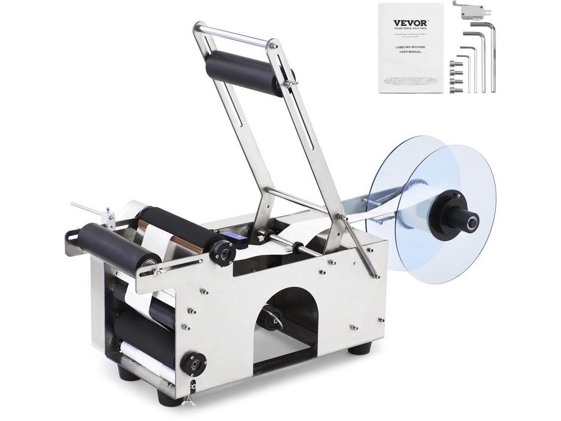 VEVOR Máquina de Rotulagem de Garrafas Redondas Semi-Automáticas Mt-50 50 Unidades / Min