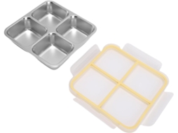 Lancheira Focket Em Aço Inoxidável, Com 4 Compartimentos, À Prova De Vazamentos, Ideal Para Lanches, Com Tampa Segura