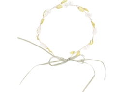 Tiara floral feminina, coroa de flores de plástico e liga metálica, design