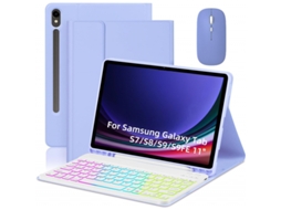 Capa de Teclado Bluetooth para Samsung Tab S7 11 Polegadas luz de fundo colorida com rato XIAOMOYU