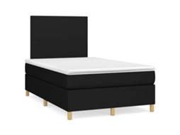 Vidaxl Cama Boxspring Com Colchão 120x190 Cm Tecido Preto