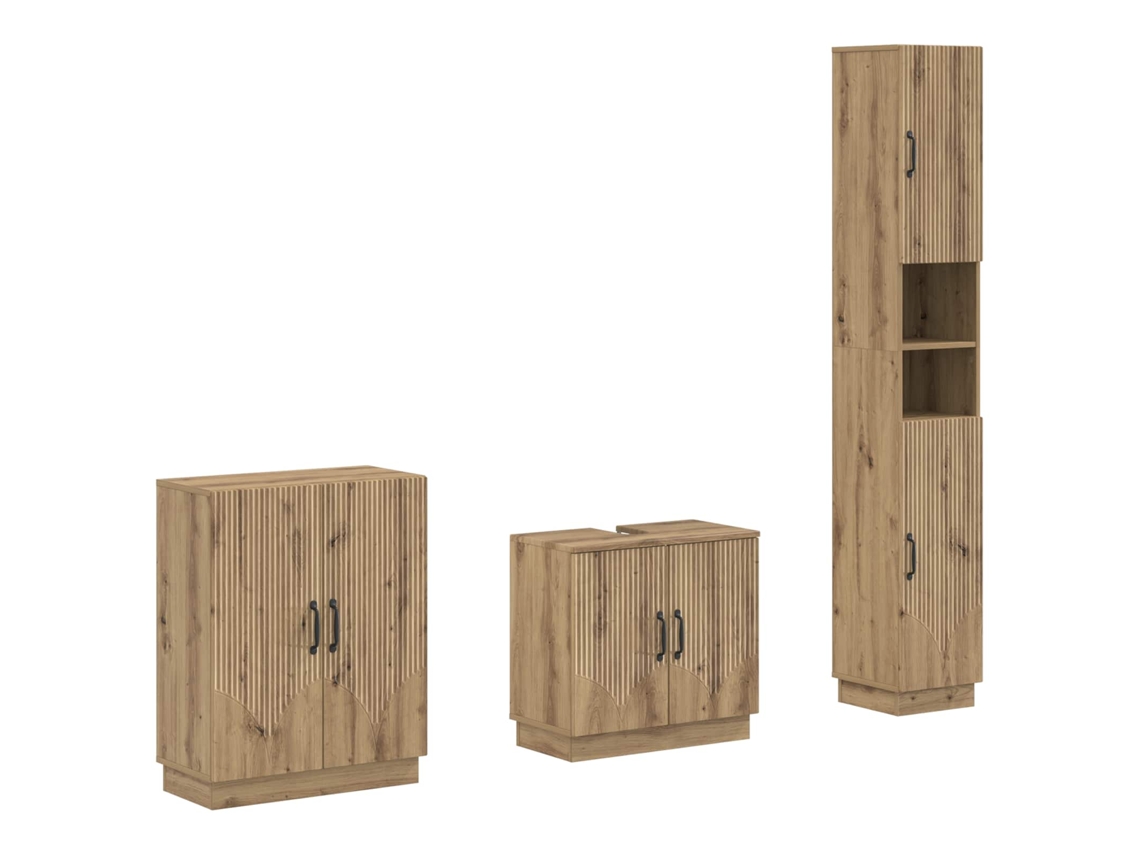 Vidaxl Conjunto De Armários Para Banheiro Com 3 Peças Hoorn