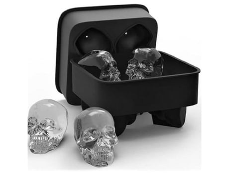 Molde Para Gelo Panlom® Cabeça De Morto 3d Silicone Alimentar 5 X 6,3 Cm Preto