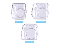 Capa protetora transparente para câmera Fujifilm Instax Mini 8/9 com chaveiro de cordão arco-íris.