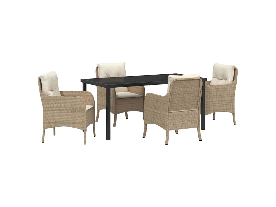 Maison Exclusive - Conjunto De Jantar Para Jardim Com Almofada 5 Pcs Bege Vime Pe