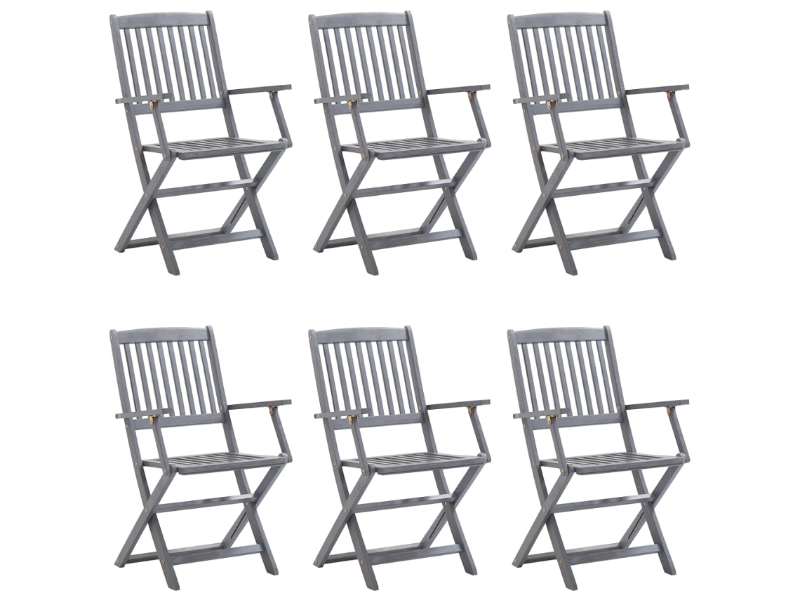 Maison Exclusive - Cadeiras Exterior Dobráveis C/ Almofadões 6 Pcs Acácia Maciça