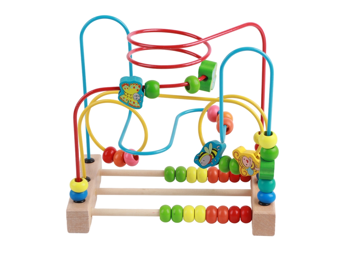 Walshlxq juego de Laberinto de Perlas de Madera Con Colores Brillantes Y Dibujos Animados, Juguete Educativo para Aprendizaje Temprano