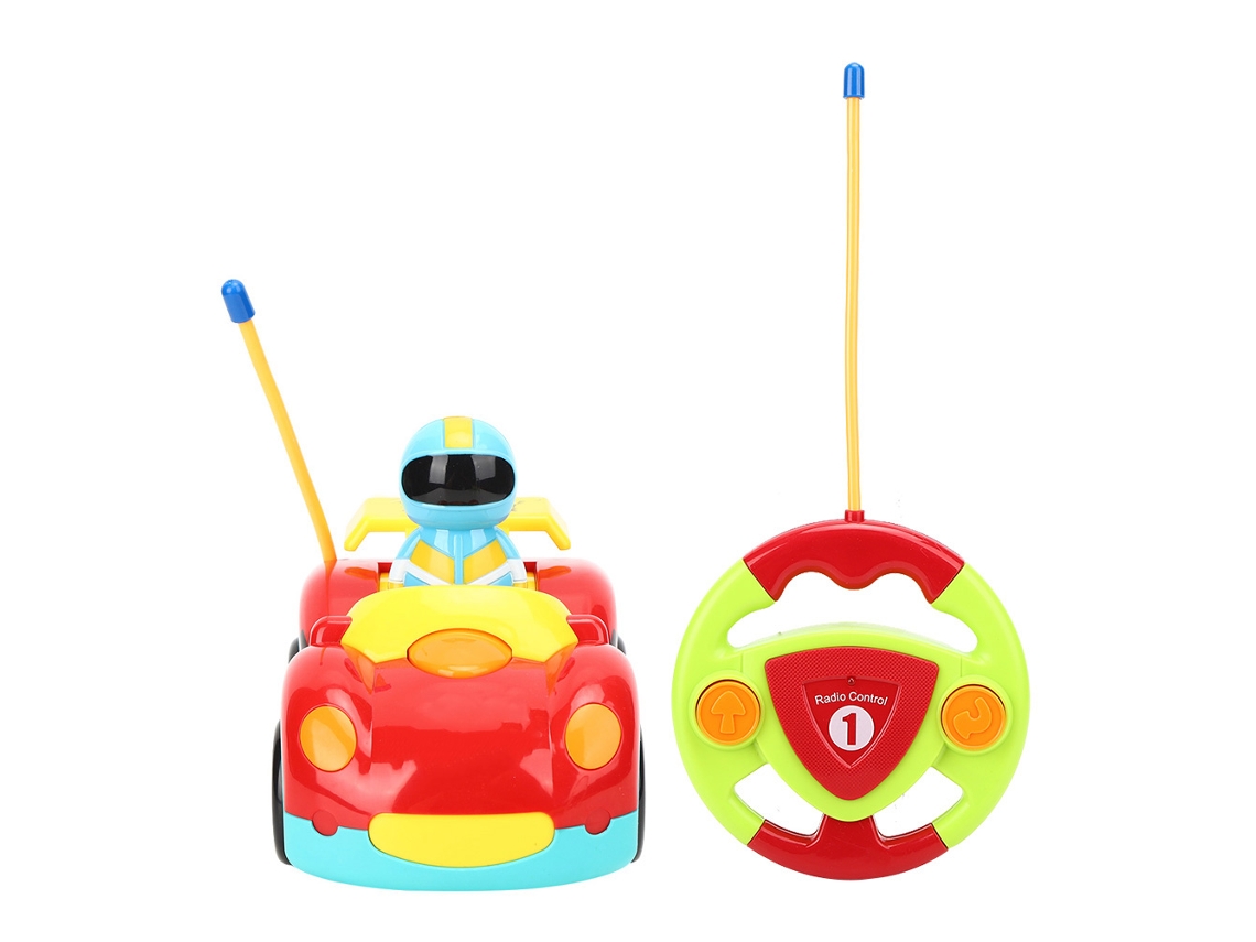 Primerox brinquedo Carro Controle Remoto 2ch Elétrico com Luz Som Boneco Vermelho