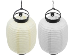 Conjunto De 2 Lanternas Dobráveis Japonesas Tradicionais Com Iluminação Integrada, Luminárias De Pap Gokoco