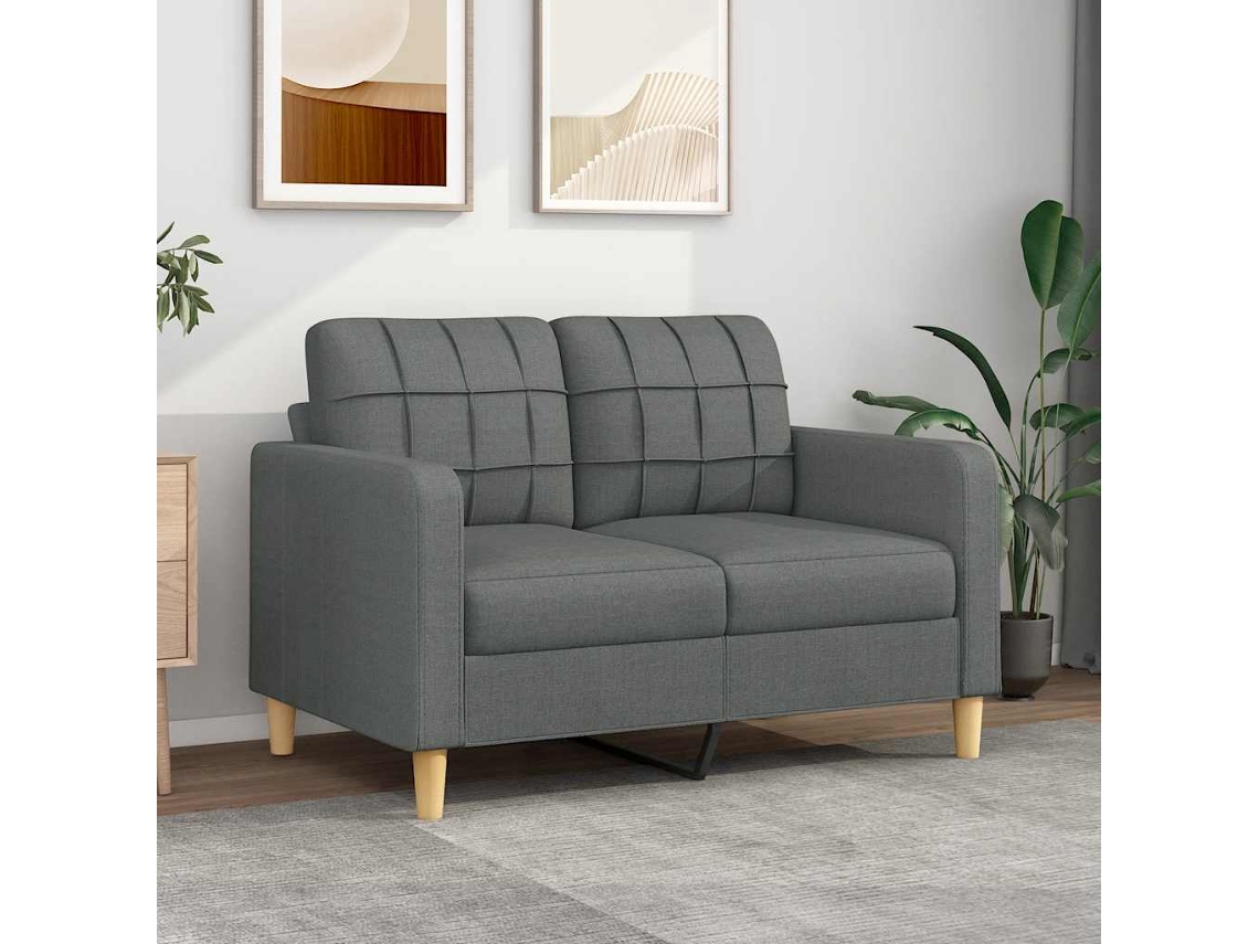 Vidaxl Sofá De 2 Lugares Em Tecido 120 Cm Cinzento-escuro