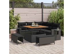Vidaxl Conjunto De Sofá De Jardim 8 Unid. Preto Vime Pe
