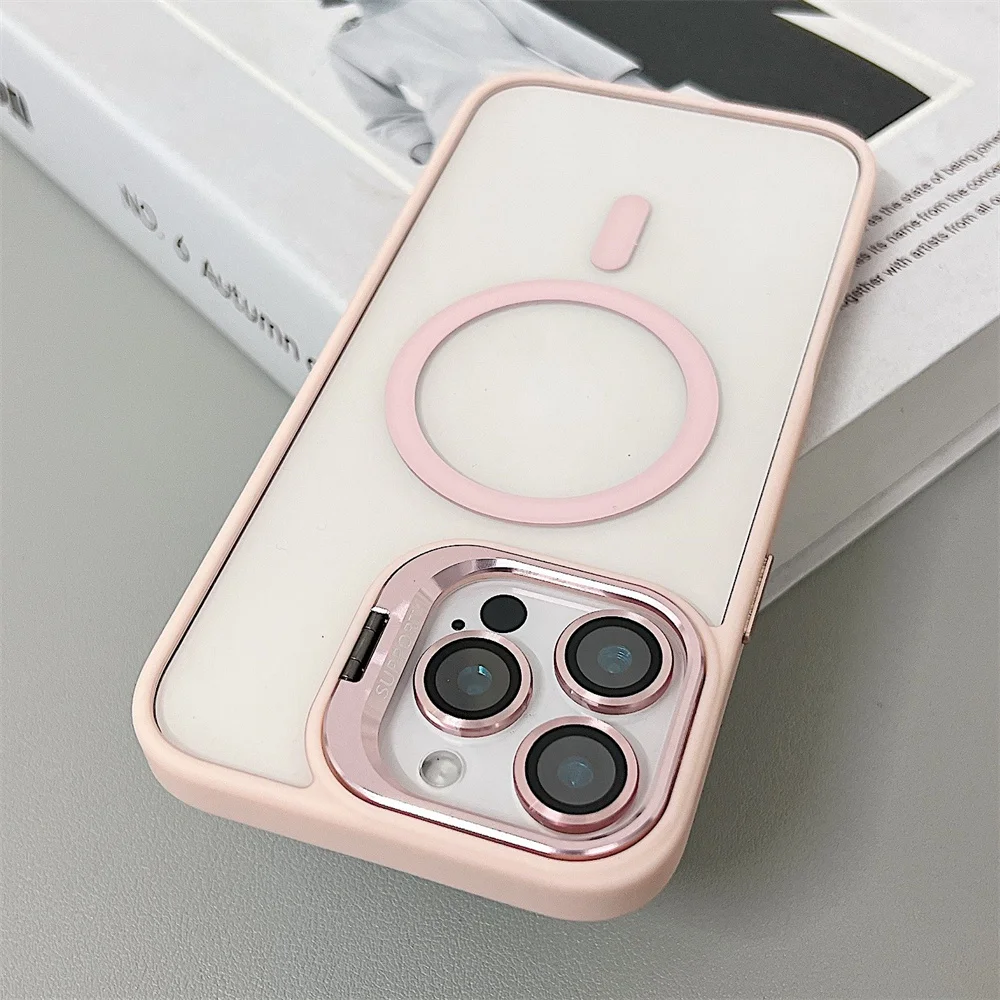 Capa Magnética À Prova De Choque Para Iphone 14 Pro Max (rosa), Compatível Com Magsafe, Com Protetor De Lente De Vidro.