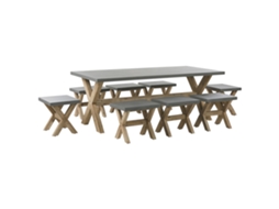 Conjunto De Refeição De Jardim Beliani Olbia De Cimento Com Fibra Cinzento 200x100x75